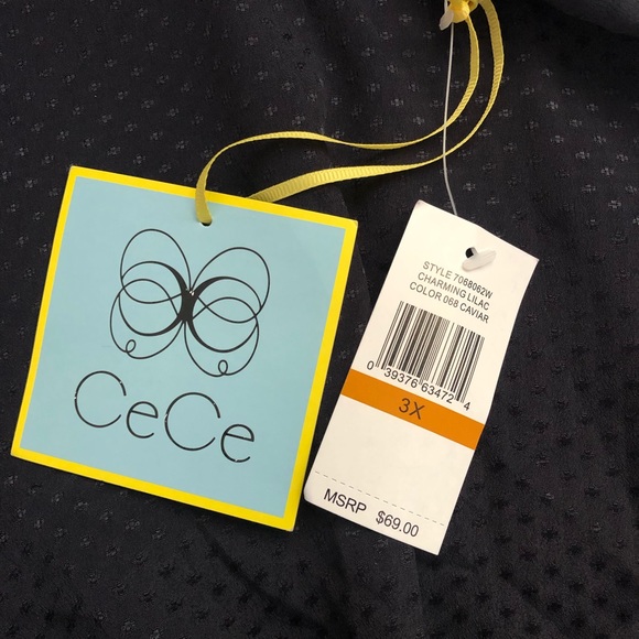 NWT! CeCe Charming Navy Lilac Caviar Top 3X - Picture 12 of 13